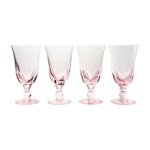 Tiffin-Franciscan “Canterbury, Pink” Set of 4 Iced Tea Glasses 7” 10oz